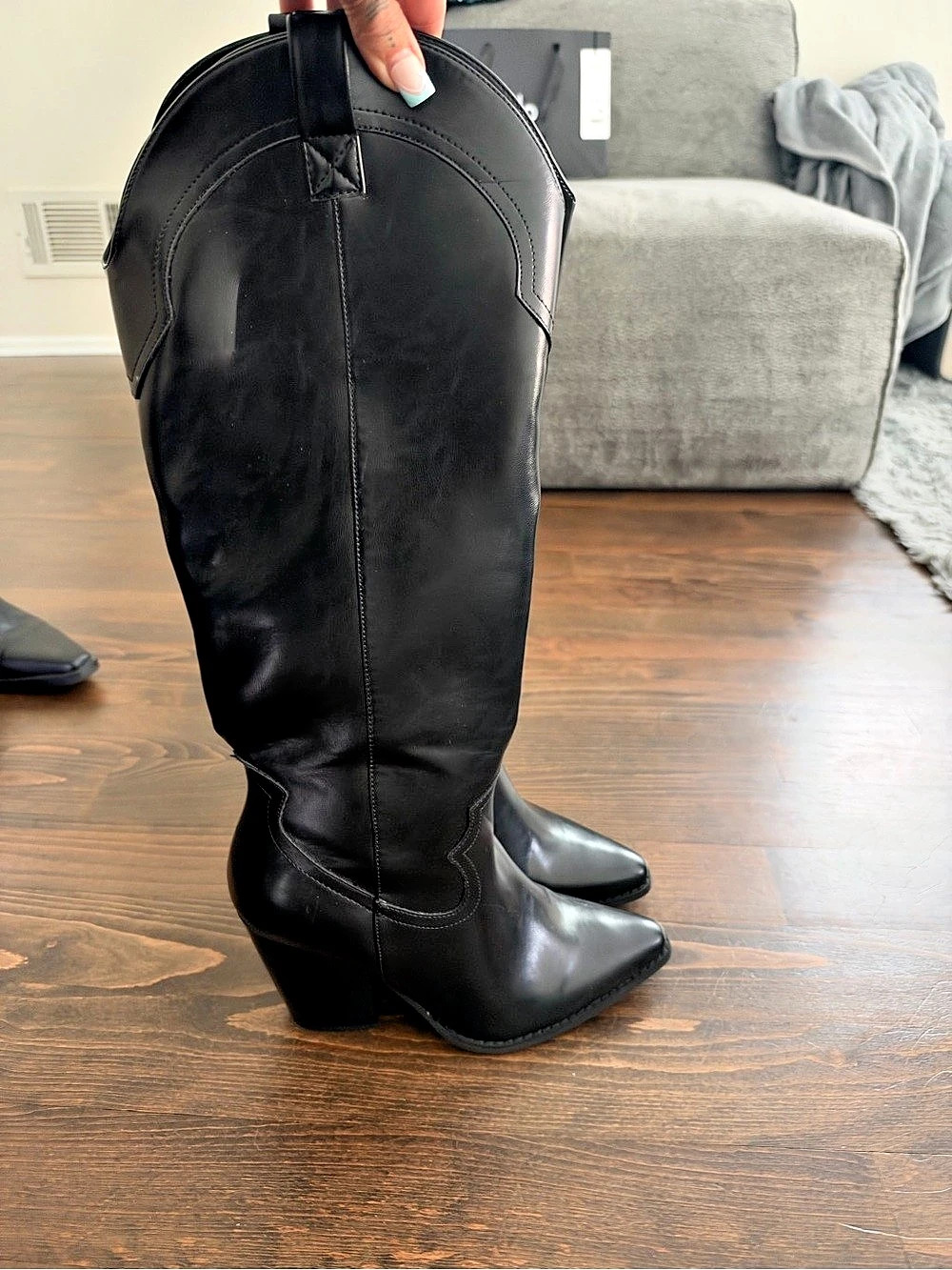 ASOS Black Pointed Toe Cowboy Heeled Boots